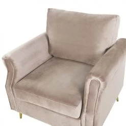 Beliani Fauteuils Fauteuil En Velours Taupe -Fauteuils Shop fauteuil en velours taupe 4