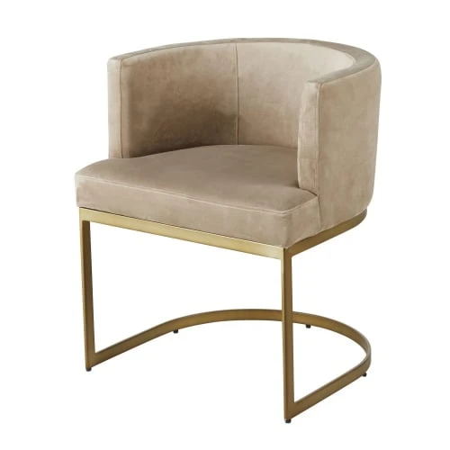 Fauteuil en velours taupe pieds en métal coloris laiton Maisons Du Monde Fauteuils Fauteuil En Velours Taupe Pieds En Métal Coloris Laiton -Fauteuils Shop fauteuil en velours taupe pieds en metal coloris laiton 1000 7 9 198941 1