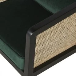 Maisons Du Monde Fauteuils Fauteuil En Velours Vert Cannage En Rotin Et Bois De Bouleau Noir -Fauteuils Shop fauteuil en velours vert cannage en rotin et bois de bouleau noir 1000 16 12 219690 4