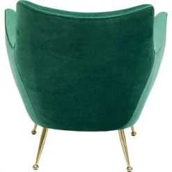 Kare Design Fauteuils Fauteuil En Velours Vert Et Acier Doré -Fauteuils Shop fauteuil en velours vert et acier dore 3