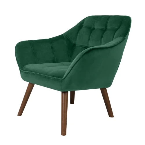 Fauteuil en velours vert foncé avec accoudoirs Rendez Vous Déco Fauteuils Fauteuil En Velours Vert Foncé Avec Accoudoirs -Fauteuils Shop fauteuil en velours vert fonce avec accoudoirs 1