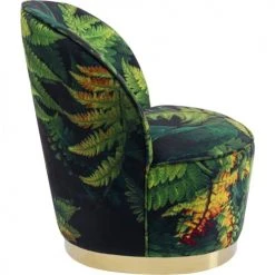 Kare Design Fauteuils Fauteuil En Velours Vert Imprimé Feuilles Et Acier Doré -Fauteuils Shop fauteuil en velours vert imprime feuilles et acier dore 4