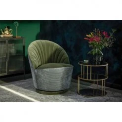 Dutchbone Fauteuils Fauteuil En Velours Vert Kaki 2 Dutchbone Fauteuils Fauteuil En Velours Vert Kaki -Fauteuils Shop fauteuil en velours vert kaki 2