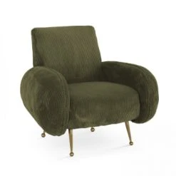 Oviala Fauteuils Fauteuil En Velours Vintage Vert Sapin -Fauteuils Shop fauteuil en velours vintage vert sapin 4