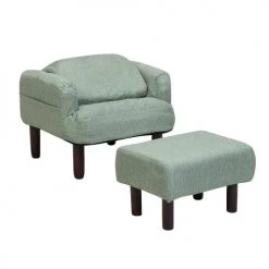 Beliani Fauteuils Fauteuil Et Repose-pieds En Tissu Vert -Fauteuils Shop fauteuil et repose pieds en tissu vert 4