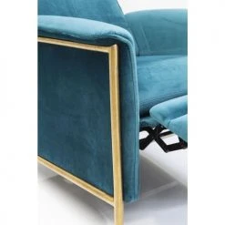 Kare Design Fauteuils Fauteuil Inclinable En Velours Bleu Pétrole Et Acier Doré -Fauteuils Shop fauteuil inclinable en velours bleu petrole et acier dore 2