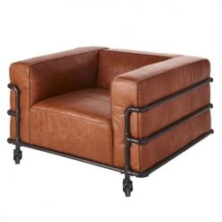 Maisons Du Monde Fauteuils Fauteuil Indus Ă Roulettes En Cuir Effet Vieilli