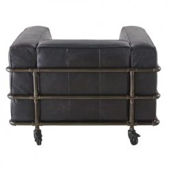 Maisons Du Monde Fauteuils Fauteuil Indus à Roulettes En Cuir Noir Et Métal -Fauteuils Shop fauteuil indus a roulettes en cuir noir et metal 1000 15 20 198337 3