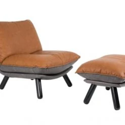 Zuiver Fauteuils Fauteuil Lounge En Cuir Marron -Fauteuils Shop fauteuil lounge en cuir marron 2