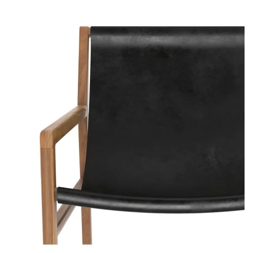 Fauteuil lounge en teck et cuir noir Rendez Vous Déco Fauteuils Fauteuil Lounge En Teck Et Cuir Noir -Fauteuils Shop fauteuil lounge en teck et cuir noir 2