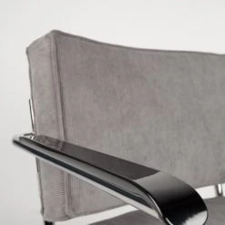 Zuiver Fauteuils Fauteuil Lounge En Tissu Cotelé Gris Froid -Fauteuils Shop fauteuil lounge en tissu cotele gris froid 4