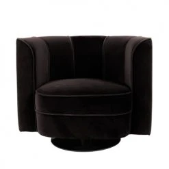 Dutchbone Fauteuils Fauteuil Lounge En Velours Noir -Fauteuils Shop fauteuil lounge en velours noir 2