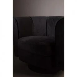 Dutchbone Fauteuils Fauteuil Lounge En Velours Noir -Fauteuils Shop fauteuil lounge en velours noir 5