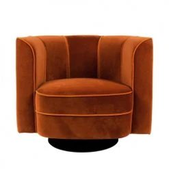 Dutchbone Fauteuils Fauteuil Lounge En Velours Orange -Fauteuils Shop fauteuil lounge en velours orange 3