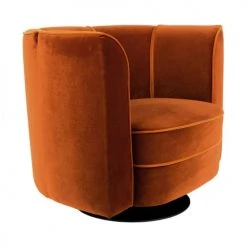 Dutchbone Fauteuils Fauteuil Lounge En Velours Orange -Fauteuils Shop fauteuil lounge en velours orange 4