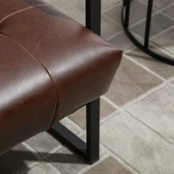 Homcom Fauteuils Fauteuil Lounge Métal Noir Revêtement Synthétique Marron -Fauteuils Shop fauteuil lounge metal noir revetement synthetique marron 4