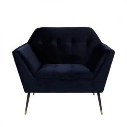 Dutchbone Fauteuils Fauteuil Lounge Velours Bleu -Fauteuils Shop fauteuil lounge velours bleu 2