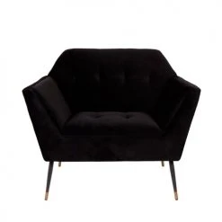 Dutchbone Fauteuils Fauteuil Lounge Velours Noir -Fauteuils Shop fauteuil lounge velours noir 2