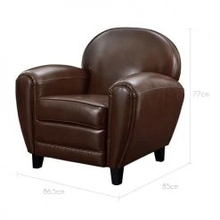 Rendez Vous Déco Fauteuils Fauteuil Marron En Croute De Cuir Enduite -Fauteuils Shop fauteuil marron en croute de cuir enduite 2