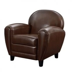 Rendez Vous Déco Fauteuils Fauteuil Marron En Croute De Cuir Enduite