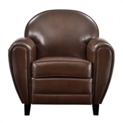 Rendez Vous Déco Fauteuils Fauteuil Marron En Croute De Cuir Enduite -Fauteuils Shop fauteuil marron en croute de cuir enduite 3