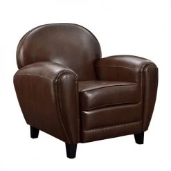 Rendez Vous Déco Fauteuils Fauteuil Marron En Croute De Cuir Enduite -Fauteuils Shop fauteuil marron en croute de cuir enduite 4