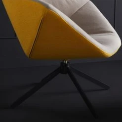 Signature Fauteuils Fauteuil Pivotant En Tissu Bicolore - Taupe Et Jaune -Fauteuils Shop fauteuil pivotant en tissu bicolore taupe et jaune 2