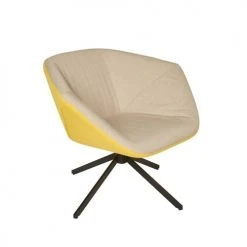 Signature Fauteuils Fauteuil Pivotant En Tissu Bicolore - Taupe Et Jaune