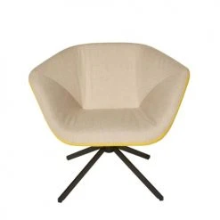 Signature Fauteuils Fauteuil Pivotant En Tissu Bicolore - Taupe Et Jaune -Fauteuils Shop fauteuil pivotant en tissu bicolore taupe et jaune 3