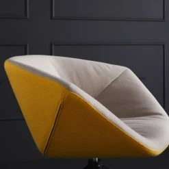 Signature Fauteuils Fauteuil Pivotant En Tissu Bicolore - Taupe Et Jaune -Fauteuils Shop fauteuil pivotant en tissu bicolore taupe et jaune 5