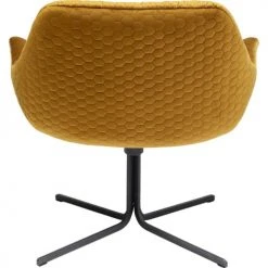 Kare Design Fauteuils Fauteuil Pivotant En Velours Jaune Et Acier -Fauteuils Shop fauteuil pivotant en velours jaune et acier 2