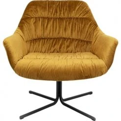 Kare Design Fauteuils Fauteuil Pivotant En Velours Jaune Et Acier