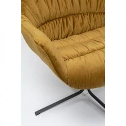 Kare Design Fauteuils Fauteuil Pivotant En Velours Jaune Et Acier -Fauteuils Shop fauteuil pivotant en velours jaune et acier 3