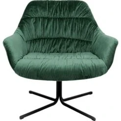 Kare Design Fauteuils Fauteuil Pivotant En Velours Jaune Et Acier -Fauteuils Shop fauteuil pivotant en velours vert et acier