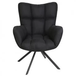 Altobuy Fauteuils Fauteuil Pivotant Tissu Noir Et Pieds Métal -Fauteuils Shop fauteuil pivotant tissu noir et pieds metal 2