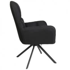 Altobuy Fauteuils Fauteuil Pivotant Tissu Noir Et Pieds Métal -Fauteuils Shop fauteuil pivotant tissu noir et pieds metal 3