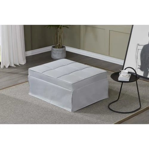 Fauteuil pouf ottoman gris 3 en 1 en tissu gris clair Concept Usine Fauteuils Fauteuil Pouf Ottoman Gris 3 En 1 En Tissu Gris Clair -Fauteuils Shop fauteuil pouf ottoman gris 3 en 1 en tissu gris clair 5