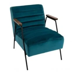 Hellin Fauteuils Fauteuil Relax En Velours Et Métal Noir