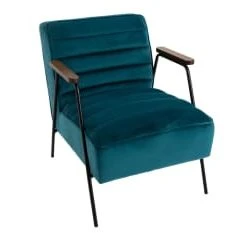 Hellin Fauteuils Fauteuil Relax En Velours Et Métal Noir -Fauteuils Shop fauteuil relax en velours et metal noir 4