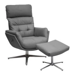 My New Design Fauteuils Fauteuil Relax Avec Pouf Base étoile Aluminium - Cuir Beige -Fauteuils Shop fauteuil relax et pouf base etoile aluminium cuir anthracite