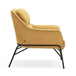 TEULAT Fauteuils Fauteuil Rembourré En Moutarde Et Pied En Métal -Fauteuils Shop fauteuil rembourre en moutarde et pied en metal 3