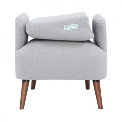 Drawer Fauteuils Fauteuil Rétro En Tissu Bouclette Pieds Bois Foncé Gris Clair -Fauteuils Shop fauteuil retro en tissu bouclette pieds bois fonce gris clair 4