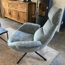 Mathi Design Fauteuils Fauteuil Rotatif En Velours Bleu -Fauteuils Shop fauteuil rotatif en velours bleu 2