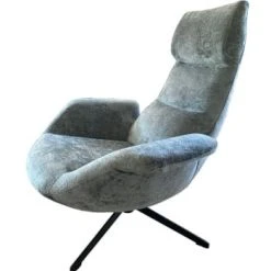 Mathi Design Fauteuils Fauteuil Confortable En Tissu Gris Clair -Fauteuils Shop fauteuil rotatif en velours bleu 5