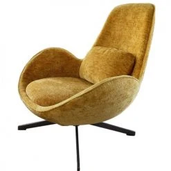 Mathi Design Fauteuils Fauteuil Rotatif En Velours Moutarde