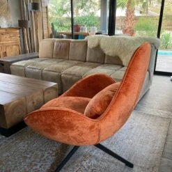 Mathi Design Fauteuils Fauteuil Rotatif En Velours Orange -Fauteuils Shop fauteuil rotatif en velours orange 7