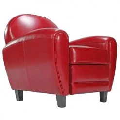 Rendez Vous Déco Fauteuils Fauteuil Rouge En Croute De Cuir Enduite -Fauteuils Shop fauteuil rouge en croute de cuir enduite 2