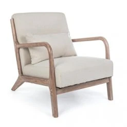 Mathi Design Fauteuils Fauteuil Scandinave Tissu Crème