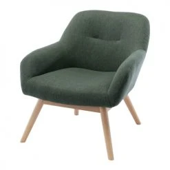 Moloo Fauteuils Fauteuil Scandinave Tissu Vert ForĂŞt Pieds Bois