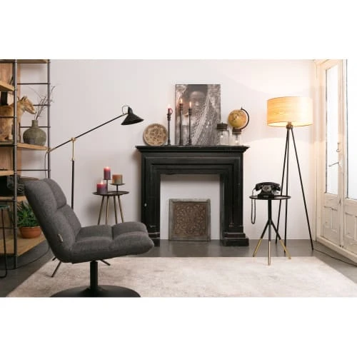 Fauteuil tissu pivotant lounge gris anthracite Dutchbone Fauteuils Fauteuil Tissu Pivotant Lounge Gris Anthracite -Fauteuils Shop fauteuil tissu pivotant lounge gris anthracite 2
